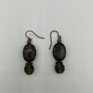 Stone earrings with jewel on the bottom